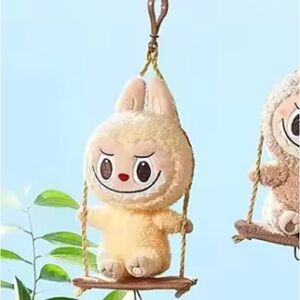 Authentic POP LAND Exclusive Timber Workshop Labubu Plush on Swing - YELLOW